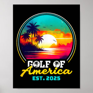 Golf Von USA Amerika Shirt Est 2025 Retro Vintage Poster