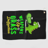 Golf-Waffe Zerstörung von Gras mit Dinosaurier Golfhandtuch (Horizontal)