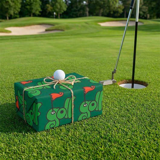 Golf Wang Lebendiges Grün und Rot Geschenkpapier