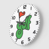 Golf Wang Lebendiges Grün und Rot Große Wanduhr (Winkel)