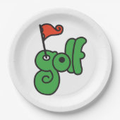 Golf Wang Lebendiges Grün und Rot Pappteller (Vorderseite)