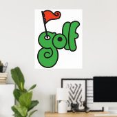 Golf Wang Lebendiges Grün und Rot Poster (Heimbüro)