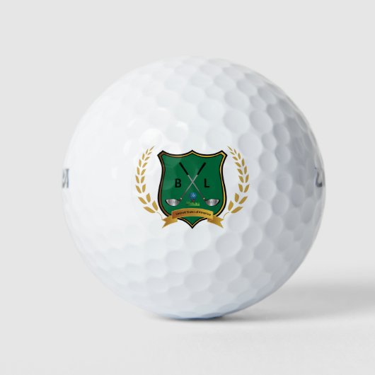"Golf-Wappen-Logo mit Monogram-Initialen Golfball (Vorderseite)