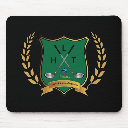 GOLF-Wappen mit Laurel Wreath und Monogramm Mousepad (Vorne)