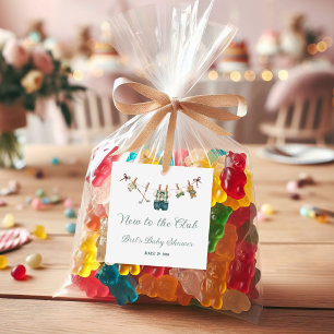 Golf Wäscheleine, Neu im Club Baby Shower Quadratischer Aufkleber