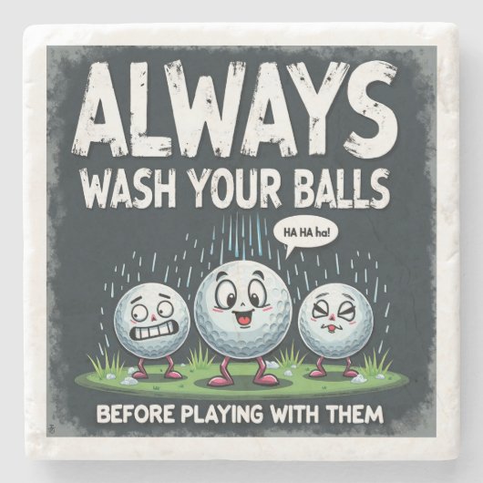 Golf Wash Your Balls Stone Untersetzer (Vorderseite)