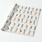 Golf Wasserfarbe Frau Golfer Set 6 Zeichen Geschenkpapier (Ungerollt)
