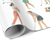 Golf Wasserfarbe Frau Golfer Set 6 Zeichen Geschenkpapier (Rolleneckpunkt)