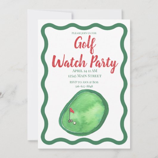 Golf Watch Party Einladung (Vorderseite)