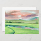 Golf Watercolor Invitation Einladung (Vorne/Hinten)