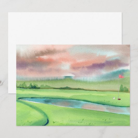 Golf Watercolor Invitation Einladung (Vorne/Hinten)