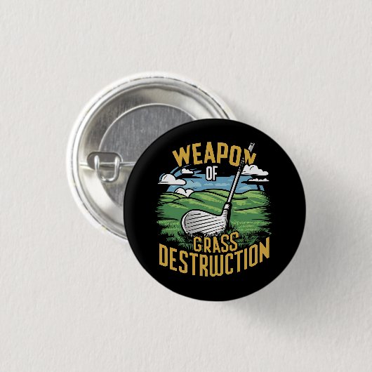 Golf Weapon of Grass Destruction Art Button (Vorne & Hinten)