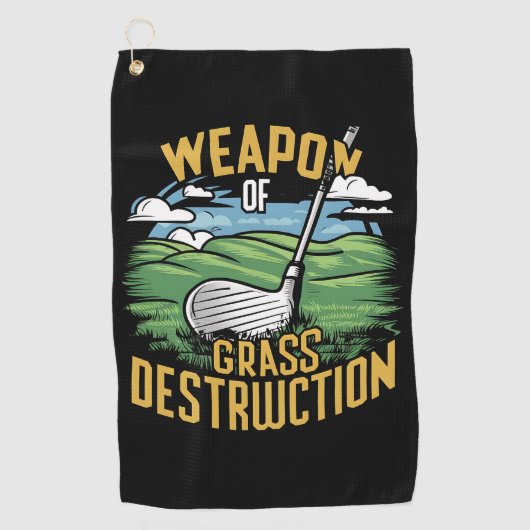 Golf Weapon of Grass Destruction Art Golfhandtuch (Vorderseite)