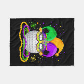 Golf Wearing Jester Hat Masked Beads Mardi Gras Pl Fleecedecke (Vorderseite (Horizontal))