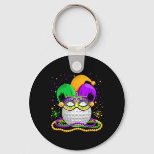 Golf Wearing Jester Hat Masked Beads Mardi Gras Pl Schlüsselanhänger