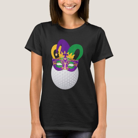 Golf Wearing Mardi Gras Carnival Mask Golf Lover T-Shirt (Vorderseite)