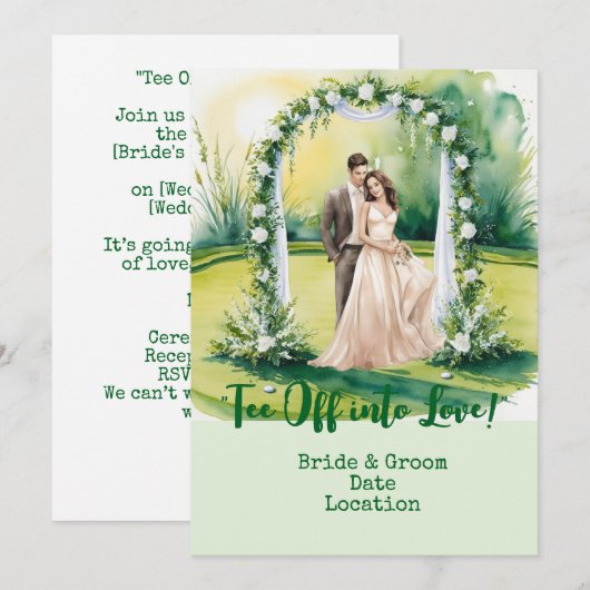 Golf Wedding auf dem Golfplatz Einladung (Vorne/Hinten)