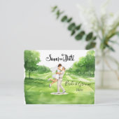 Golf wedding Birde and Groom Save the date Postkarte (Stehend Vorderseite)