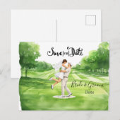 Golf wedding Birde and Groom Save the date Postkarte (Vorne/Hinten)