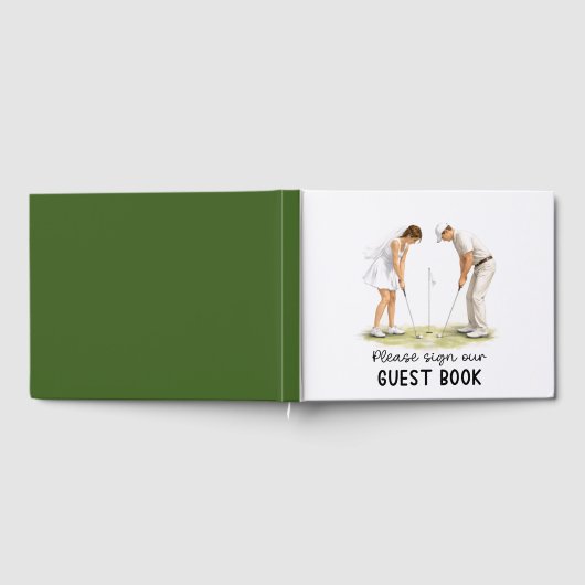 Golf Wedding Bride & Groom golfing Gästebuch (Voll)