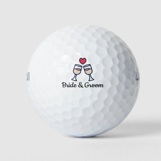 Golf Wedding Bride & Groom Name mit Liebe Golfball (Vorderseite)
