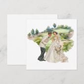 Golf wedding Bride & Groom on Golf Course card (Vorne/Hinten)