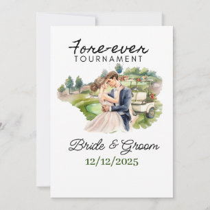 GOLF Wedding Bridge and Groom Golfer Golf Balls Einladung