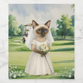 Golf Wedding Cat Lovers auf dem Platz für Bride Weinetikett (Einzelnes Label)