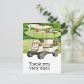 Golf Wedding Dankeschön. Ihre Karte mit Golfwagen (Stehend Vorderseite)