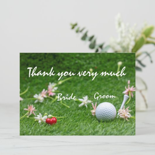 Golf Wedding Dankeschön Karte (Stehend Vorderseite)