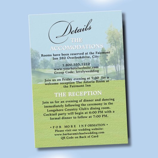 Golf Wedding Details Enclosure Card Begleitkarte