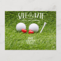Golf Wedding Einladung Karte mit zwei Herzen