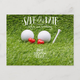 Golf Wedding Einladung Karte mit zwei Herzen