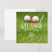 Golf Wedding Einladung Karte mit zwei Herzen (Vorne/Hinten)