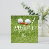 Golf Wedding Einladung Karte mit zwei Herzen (Stehend Vorderseite)