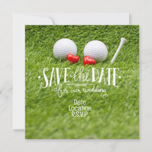 Golf Wedding Einladung Karte mit zwei Herzen