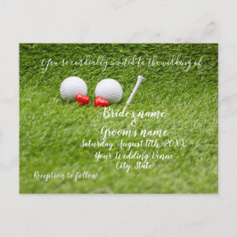 Golf Wedding Einladung Karte mit zwei Herzen auf g