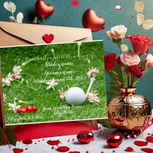 Golf Wedding Einladungs-Card Golf mit Liebe Postkarte