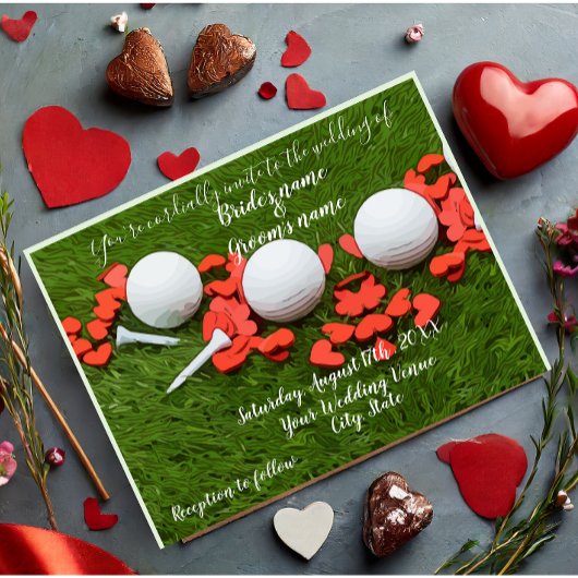 Golf Wedding Einladungs-Card Golf mit Liebe Postkarte