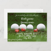 Golf Wedding Einladungskarte mit Golfball Ankündigungspostkarte (Vorne/Hinten)