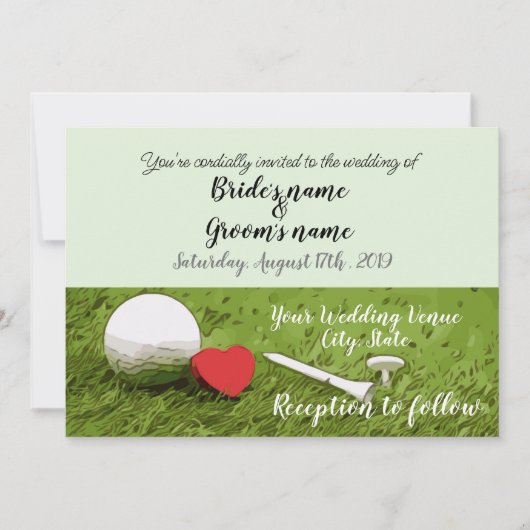 Golf Wedding Einladungskarte mit Golfball Einladung (Vorderseite)