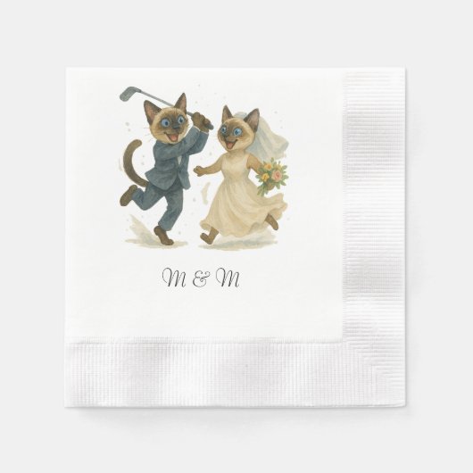 Golf Wedding for Cat Liebhaber Wasserfarben Serviette (Vorderseite)