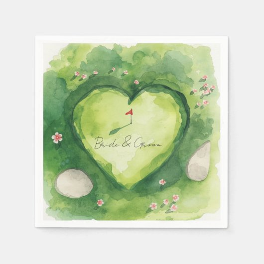 Golf wedding heart shaped golf course serviette (Vorderseite)