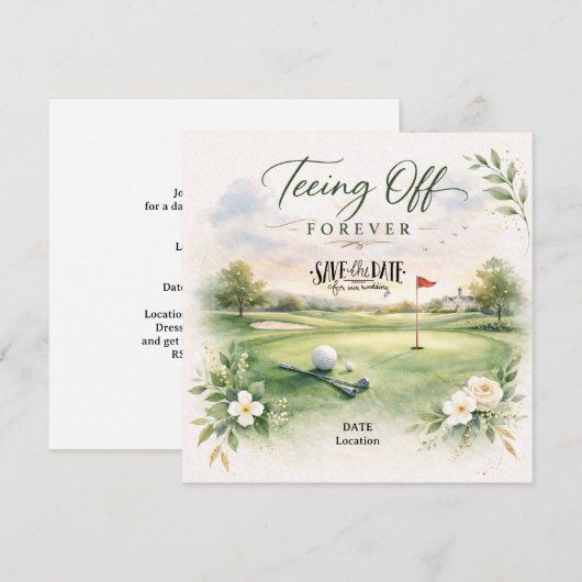 GOLF WEDDING Let’s Par-Tee Save the Date (Vorne/Hinten)