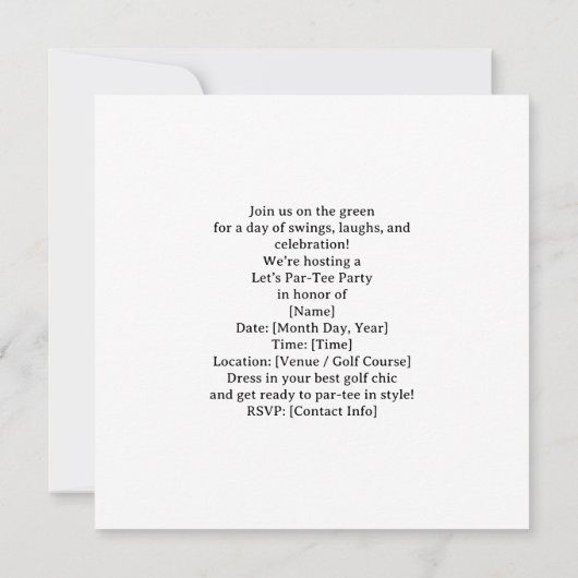 GOLF WEDDING Let’s Par-Tee Save the Date (Rückseite)