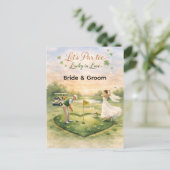 Golf Wedding Lucky in Love St. Patrick's Day theme Postkarte (Stehend Vorderseite)