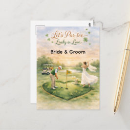 Golf Wedding Lucky in Love St. Patrick's Day theme Postkarte