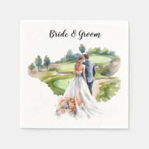 Golf Wedding mit Braut und Bräutigam Golfplatz Serviette