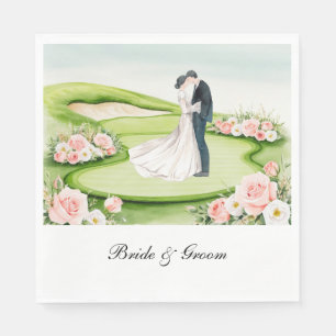 Golf Wedding mit Bride and Groom auf Kurs Serviette