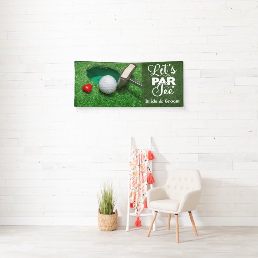 Golf Wedding mit Let's par tee Banner (Insitu)